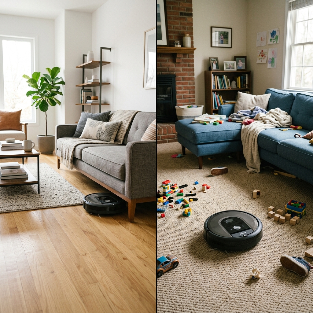 Robot vacuum cleaning hardwood & carpet floors UK. Best budget robot vacuums under £200. Home cleaning solutions. 2024.