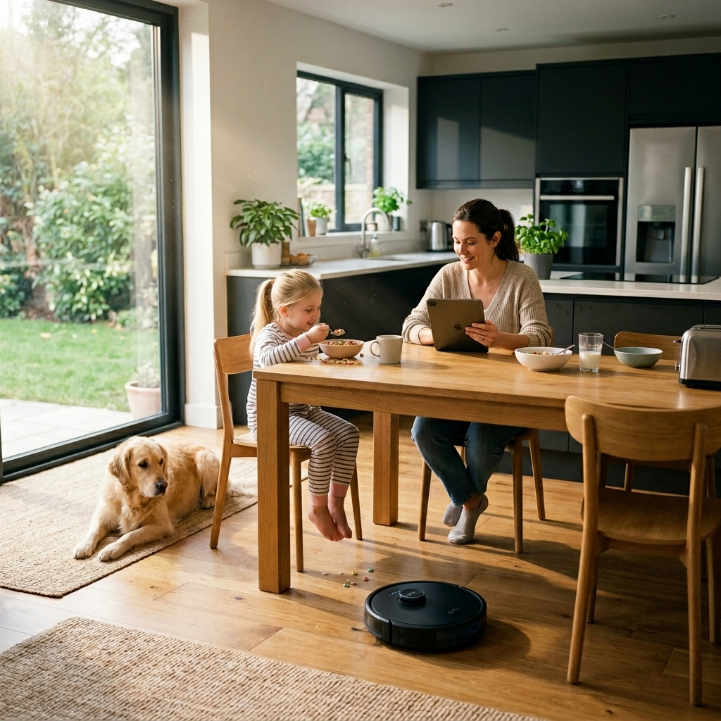 Dreame Bot L10s Ultra robot vacuum cleaning a hardwood floor. 2024 review.